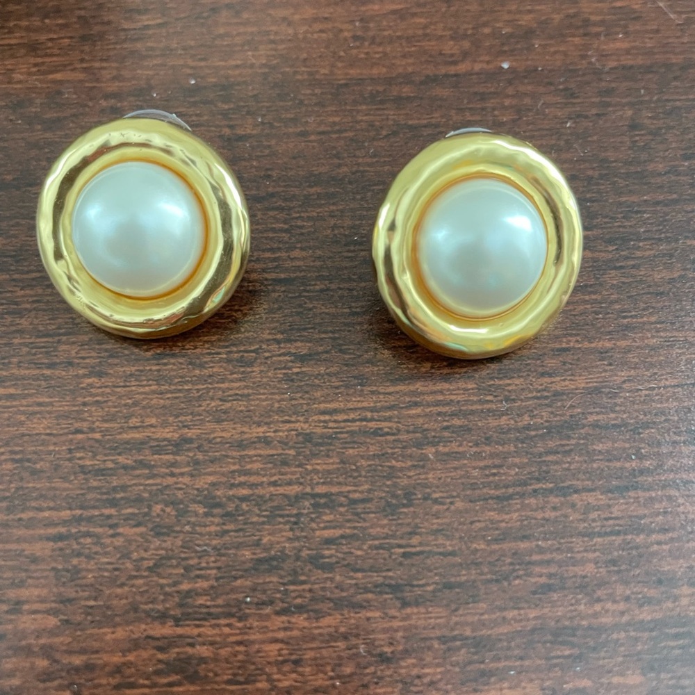 J. Crew Gold-Tone Pearl Button Earrings for Women - Picture 2 of 5